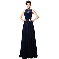 Formal Evening Dress Sheath / Column Jewel Floor-length Chiffon with Lace