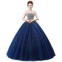 Formal Evening Dress Ball Gown Strapless Floor-length Satin / Tulle / Stretch Satin / Sequined with Crystal Detailing