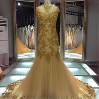 formal evening dress beautiful back trumpet mermaid jewel court train  ...