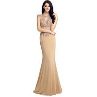 Formal Evening Dress Trumpet / Mermaid Jewel Floor-length Jersey with Beading