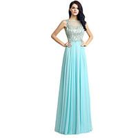 Formal Evening Dress Sheath / Column Jewel Floor-length Chiffon with Beading