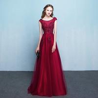 Formal Evening Dress A-line Jewel Floor-length Tulle with Sash / Ribbon