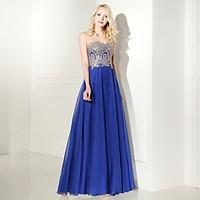Formal Evening Dress A-line Sweetheart Floor-length Chiffon with Appliques / Beading / Lace