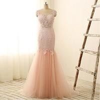 formal evening dress trumpet mermaid scoop floor length lace tulle wit ...