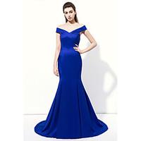 Formal Evening Dress - Elegant Trumpet / Mermaid V-neck Floor-length Charmeuse with Criss Cross