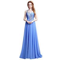 formal evening dress sheath column jewel sweep brush train chiffon wit ...