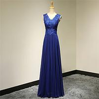 formal evening dress a line v neck floor length chiffon with appliques