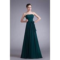 Formal Evening Dress - Elegant A-line Strapless Floor-length Chiffon with Bow(s) Draping