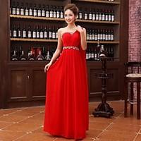 formal evening dress a line one shoulder floor length georgette with