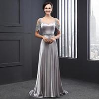 formal evening dress sheath column scoop sweep brush train charmeuse w ...