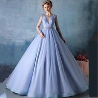 Formal Evening Dress Ball Gown Jewel Court Train Tulle with Beading