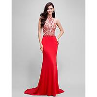 formal evening dress sparkle shine trumpet mermaid halter sweep brush  ...