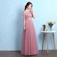 formal evening dress a line scoop floor length tulle with appliques