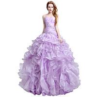 Formal Evening Dress Ball Gown Sweetheart Floor-length Organza with Beading Side Draping