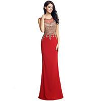 Formal Evening Dress Trumpet / Mermaid Jewel Floor-length Velvet with Embroidery