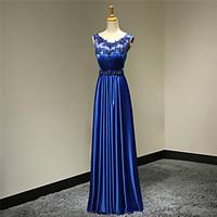Formal Evening / Military Ball / Company Party / Wedding Party Dress - See Through / Elegant / Open Back A-line Scoop Floor-length Satin
