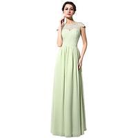 Formal Evening Dress Sheath / Column Jewel Floor-length Chiffon with Lace