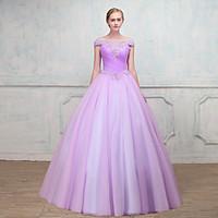 Formal Evening Dress - Open Back Sexy Elegant Ball Gown Scoop Floor-length Tulle with Beading Lace