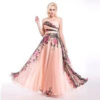 Formal Evening Dress A-line Sweetheart Floor-length Chiffon with Draping / Sash / Ribbon / Side Draping