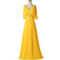 formal evening dress beautiful back a line v neck floor length chiffon ...