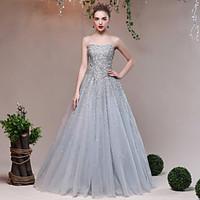 Formal Evening Dress Ball Gown Sweetheart Floor-length Tulle Sequined with Crystal Detailing Sequins Bandage