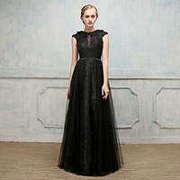Formal Evening Dress - Elegant Ball Gown Jewel Floor-length Lace Satin Tulle with