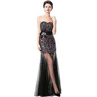 Formal Evening Dress Trumpet / Mermaid Sweetheart Floor-length Tulle with Sequins