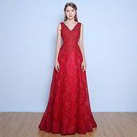 formal evening dress beautiful back ball gown v neck floor length lace ...