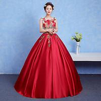 Formal Evening Dress Ball Gown Jewel Floor-length Jersey with Appliques / Beading