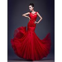 formal evening dress trumpet mermaid scoop floor length chiffon lace w ...