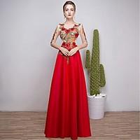 Formal Evening Dress A-line Scoop Ankle-length Organza Satin Chiffon with Appliques Bandage