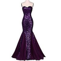 Formal Evening Dress Trumpet / Mermaid Sweetheart Floor-length Chiffon / Sequined with Sequins