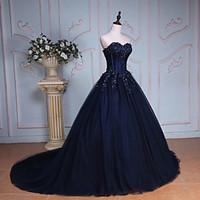 Formal Evening Dress Ball Gown Sweetheart Chapel Train Lace / Tulle with Beading / Crystal Detailing / Embroidery / Lace / Sequins