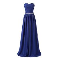 Formal Evening Dress A-line Sweetheart Floor-length Chiffon with Crystal Detailing