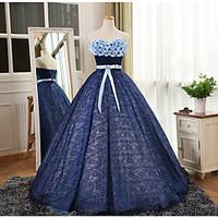 Formal Evening Dress Ball Gown Sweetheart Floor-length Lace with Bow(s)