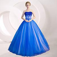 Formal Evening Dress Ball Gown Strapless Floor-length Tulle with Crystal Detailing / Sequins