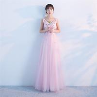 formal evening dress a line v neck floor length tulle with appliques b ...