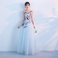 formal evening dress a line scoop floor length tulle with appliques sa ...