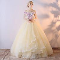 formal evening dress ball gown off the shoulder asymmetrical tulle wit ...