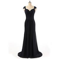 Formal Evening Dress - Open Back Sheath / Column Sweetheart Sweep / Brush Train Chiffon with Lace Side Draping