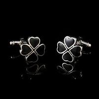 Four Leaf Clovers Flower Cuff links Male French Shirt Cufflinks for Mens Jewelry Man Acc Gift Black Cuffs Buttons