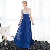 Formal Evening Dress Sheath / Column V-neck Floor-length Satin / Tulle / Sequined with Crystal Detailing