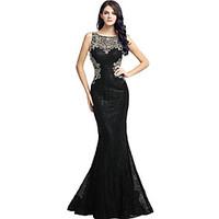 formal evening dress see through trumpet mermaid bateau floor length s ...