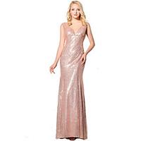 Formal Evening Dress Trumpet / Mermaid V-neck Floor-length Sequined with Sequins