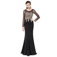 formal evening dress see through trumpet mermaid scoop floor length la ...