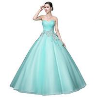 Formal Evening Dress Ball Gown Strapless Floor-length Tulle with Crystal Detailing / Pearl Detailing