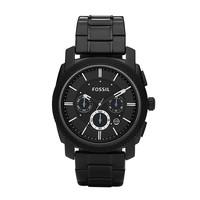 fossil machine mens chronograph black stainless steel bracelet watch