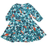 fox print baby spin dress turquoise quality kids boys girls