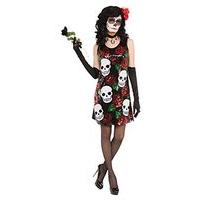 Forum Novelties 78138 Skull And Roses Sequin Dress Xs/s Uk Size 8 -10