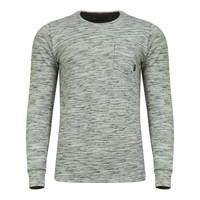 Forsey Long Sleeve Slub Top with Pocket in Grey / White  Dissident